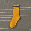 Spring Socks Women Woman  Korean Version of The Two Bars Japanese Striped Cotton Tube  Pile Socks Ins Tide Socks College Style