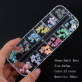 12 grid box 60Pcs 3D Cute Bear/Butterfly Resin Nail Art Decorations Aurora Rhinestone for Nails Glitter DIY Manicure Accessories