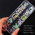 12 grid box 60Pcs 3D Cute Bear/Butterfly Resin Nail Art Decorations Aurora Rhinestone for Nails Glitter DIY Manicure Accessories