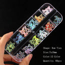 12 grid box 60Pcs 3D Cute Bear/Butterfly Resin Nail Art Decorations Aurora Rhinestone for Nails Glitter DIY Manicure Accessories
