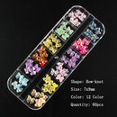 12 grid box 60Pcs 3D Cute Bear/Butterfly Resin Nail Art Decorations Aurora Rhinestone for Nails Glitter DIY Manicure Accessories