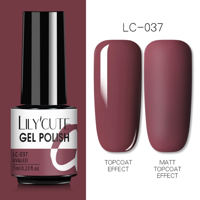 LILYCUTE 7ml Gel Nail Polish  For Nails Semi Permanent Soak Off Gel UV LED Varnishes Base Top Matte Coat Gel Polish Nail Art Gel