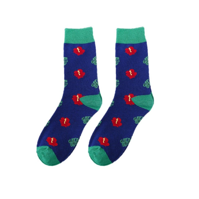 Funny Men Women Fashion Harajuku Fruit Socks Lovely Art With Avocado Sushi Food Animal Dog Happy Socks