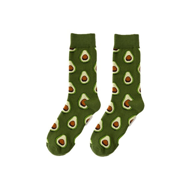 Funny Men Women Fashion Harajuku Fruit Socks Lovely Art With Avocado Sushi Food Animal Dog Happy Socks
