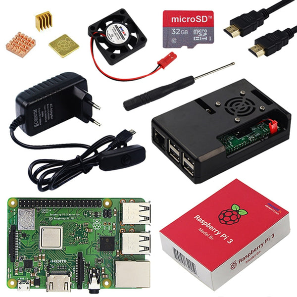 Original Raspberry Pi 3 Model B Plus with WiFi&Bluetooth+ABS Case+CPU Fan+3A Power with ON/OFF Switch+Heat Sink Raspberry Pi 3B+