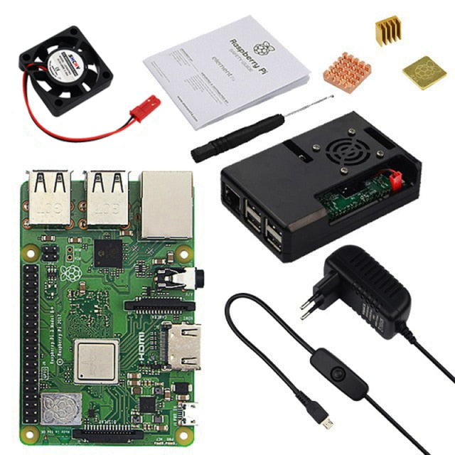 Original Raspberry Pi 3 Model B Plus with WiFi&Bluetooth+ABS Case+CPU Fan+3A Power with ON/OFF Switch+Heat Sink Raspberry Pi 3B+