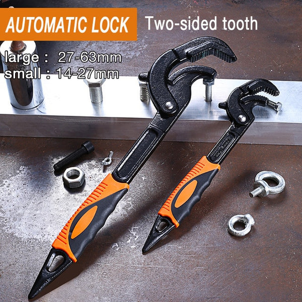 14-30 / 30-60mm Universal Key Pipe Wrench Open End Spanner Set High-carbon Steel Snap N Grip Tool Plumber Multi Hand Tool