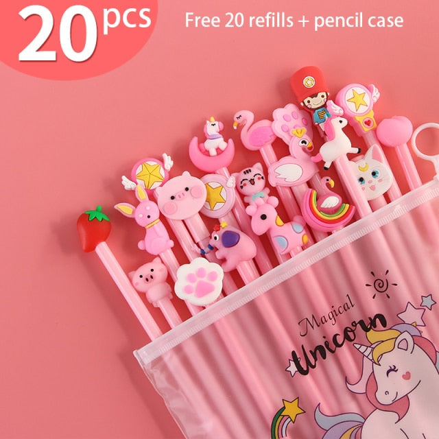 20Pcs/Set Gel Pen Unicorn Pen Stationery Kawaii School Supplies Gel Ink Pen School Stationery Office Suppliers Pen Kids Gifts