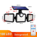 122 LED Solar Lights Outdoor 3 Head Motion Sensor 270 Wide Angle Illumination Super Bright Waterproof Remote Control Wall Lamp