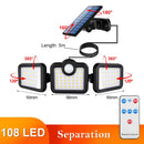 122 LED Solar Lights Outdoor 3 Head Motion Sensor 270 Wide Angle Illumination Super Bright Waterproof Remote Control Wall Lamp