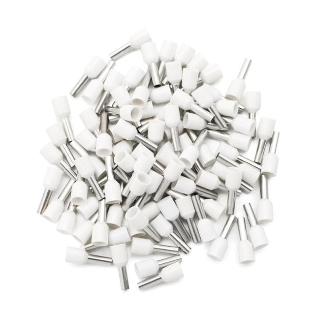 100pcs/Pack E0508 E7508 E1008 E1508 E2508 Insulated Ferrules Terminal Block Cord End Wire Connector Electrical Crimp Terminator