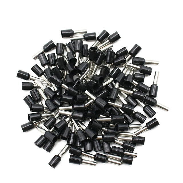 100pcs/Pack E0508 E7508 E1008 E1508 E2508 Insulated Ferrules Terminal Block Cord End Wire Connector Electrical Crimp Terminator