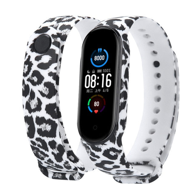 Strap For Xiaomi Mi Band 4 3 5 6 watch band Creative graffiti style Silicone bracelet replacement For XiaoMi band 4 5 Wristband