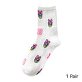 8 Pairs Disney Cartoon Socks Cute Mickey Minnie Daisy Donald Winnie Piglet Print White Funny Harajuku Fashion Kawaii Girl Sock