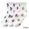 8 Pairs Disney Cartoon Socks Cute Mickey Minnie Daisy Donald Winnie Piglet Print White Funny Harajuku Fashion Kawaii Girl Sock