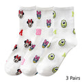 8 Pairs Disney Cartoon Socks Cute Mickey Minnie Daisy Donald Winnie Piglet Print White Funny Harajuku Fashion Kawaii Girl Sock