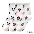 8 Pairs Disney Cartoon Socks Cute Mickey Minnie Daisy Donald Winnie Piglet Print White Funny Harajuku Fashion Kawaii Girl Sock