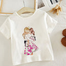 ZZSYKD Summer Super Mom Baby Girl Tshirt Vogue Boys T Shirts Mother And Baby Love Life Lovely Printing Kawaii Kids T Shirt Cozy