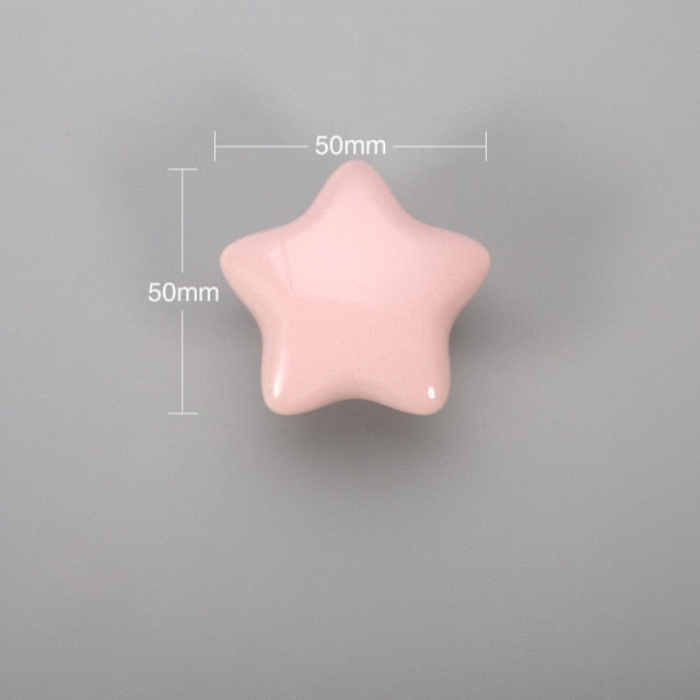 NAIERDI Cartoon Children Room Ceramic Cabinet Knobs Moon Star Wardrobe Handle Garden Door Handle Cabinet Handles for Kids