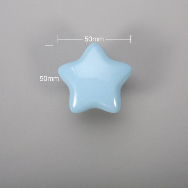 NAIERDI Cartoon Children Room Ceramic Cabinet Knobs Moon Star Wardrobe Handle Garden Door Handle Cabinet Handles for Kids