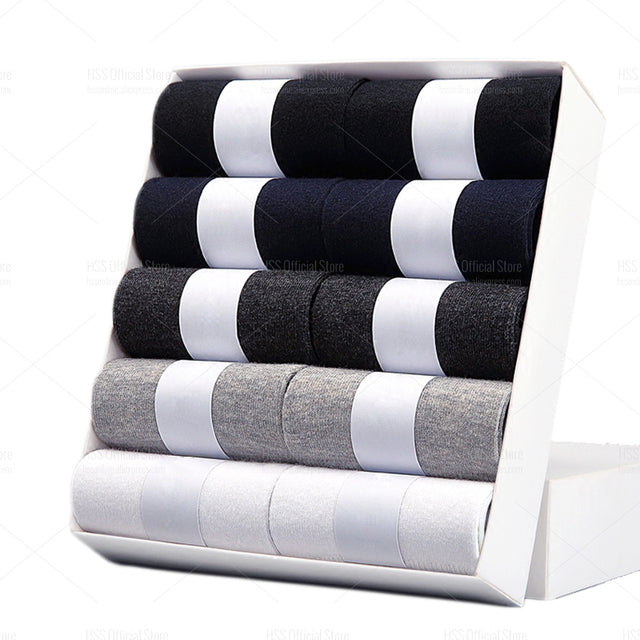 HSS Brand Business Men 100% Cotton Socks New Style Black Casual Socks Soft Breathable Summer Winter Long Socks Plus Size (7-14)