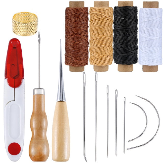 KAOBUY Professional Leather Craft Tools Kit Hand Sewing Stitching Punch Carving Work Saddle Set Accessories DIY Tool Set