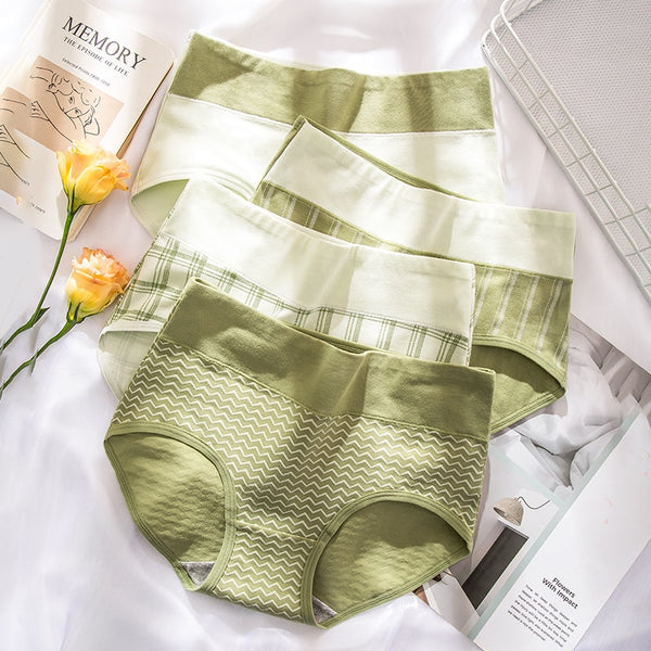 High Waist 4Pcs/Set Cotton Panties Women Body Shaper Fashion Briefs Underwear Breathable Comfort Female Lingerie Plus Size M-5XL