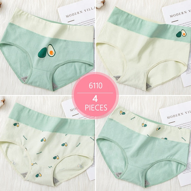 High Waist 4Pcs/Set Cotton Panties Women Body Shaper Fashion Briefs Underwear Breathable Comfort Female Lingerie Plus Size M-5XL