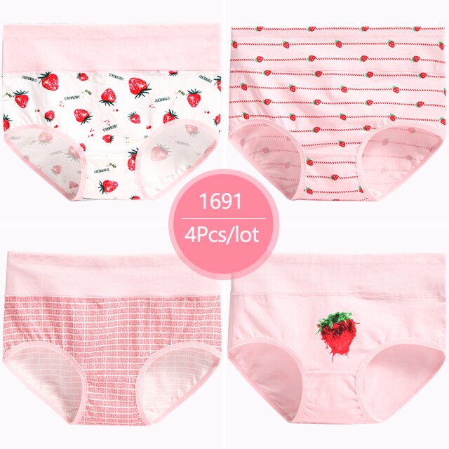 High Waist 4Pcs/Set Cotton Panties Women Body Shaper Fashion Briefs Underwear Breathable Comfort Female Lingerie Plus Size M-5XL