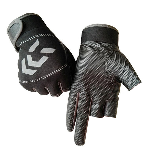 1 Pair Fishing Gloves Women Men Universal Fishing Protection Anti-slip Gloves Three Fingers Outdoor Half Finger Angling Gloves
