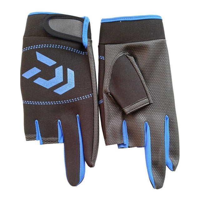 1 Pair Fishing Gloves Women Men Universal Fishing Protection Anti-slip Gloves Three Fingers Outdoor Half Finger Angling Gloves