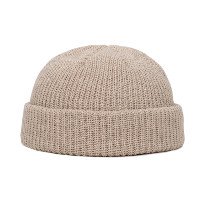Knitted Hats for Women Skullcap Men Beanie Hat Winter Retro Brimless Baggy Melon Cap Cuff Docker Fisherman Beanies Hats For Men