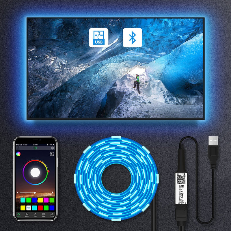 Led Strip Light USB Bluetooth APP 1M 2M 3M 4M 5M TV Backlight Screen Lighting Music Sync RGB Tape  Lights For Room/living room