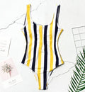 2021 Sexy One Piece Swimsuit Push Up Swimwear Women Striped Monokini Vintage Print Swimsuit Female Bodysuit Beach Bathing Suit
