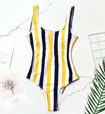 2021 Sexy One Piece Swimsuit Push Up Swimwear Women Striped Monokini Vintage Print Swimsuit Female Bodysuit Beach Bathing Suit