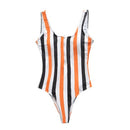 2021 Sexy One Piece Swimsuit Push Up Swimwear Women Striped Monokini Vintage Print Swimsuit Female Bodysuit Beach Bathing Suit