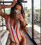 2021 Sexy One Piece Swimsuit Push Up Swimwear Women Striped Monokini Vintage Print Swimsuit Female Bodysuit Beach Bathing Suit