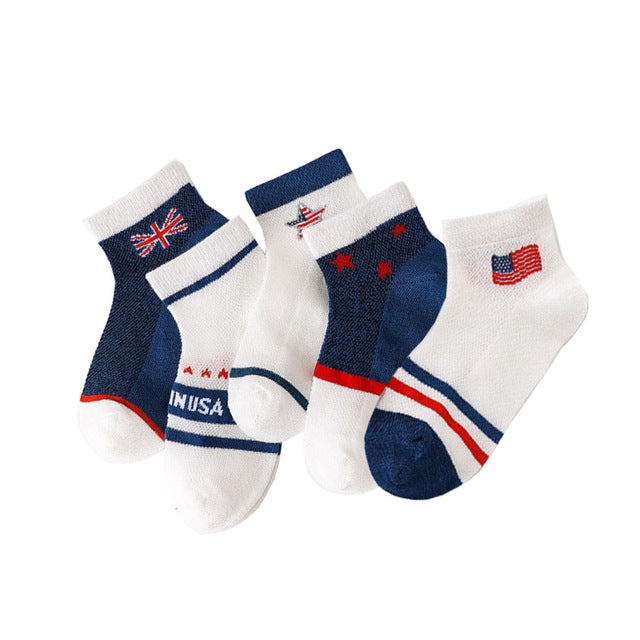 Soft Cotton Breathable Mesh Kids Socks Summer Short Tubes Baby Girls Socks Newborn Baby Boy Happy Socks Infant Clothing 5Pairs