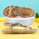 Retro Women's Sandals Fashion Flower Print Sewing Shoes Rhinestone Design Summer Sandals Soft Paltform Elastic Band Sandals