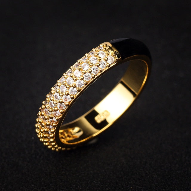 10 Colors Simple Style Enamel Ring Paved With Shiny Cubic Zircon Stone Fashion Wed Engage Ring For Women