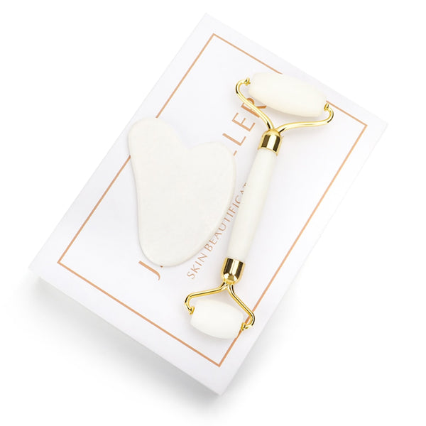 Face Massage Jade Roller White Natural Stone Crystal Slimmer Lift Wrinkle Double Chin Remover Beauty Care Slimming Tools