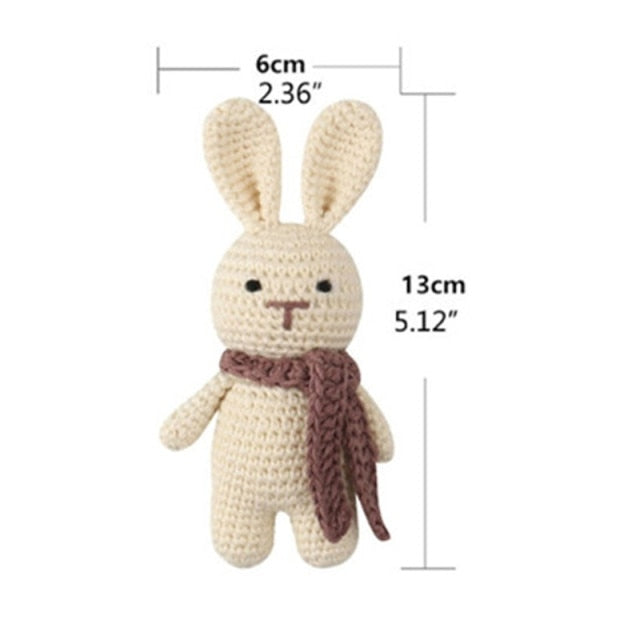 1pc Wooden Crochet Bunny Rattle Toy BPA Free Wood Ring Baby Teether Rodent Baby Gym Mobile Rattles Newborn Educational Toys