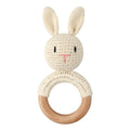 1pc Wooden Crochet Bunny Rattle Toy BPA Free Wood Ring Baby Teether Rodent Baby Gym Mobile Rattles Newborn Educational Toys