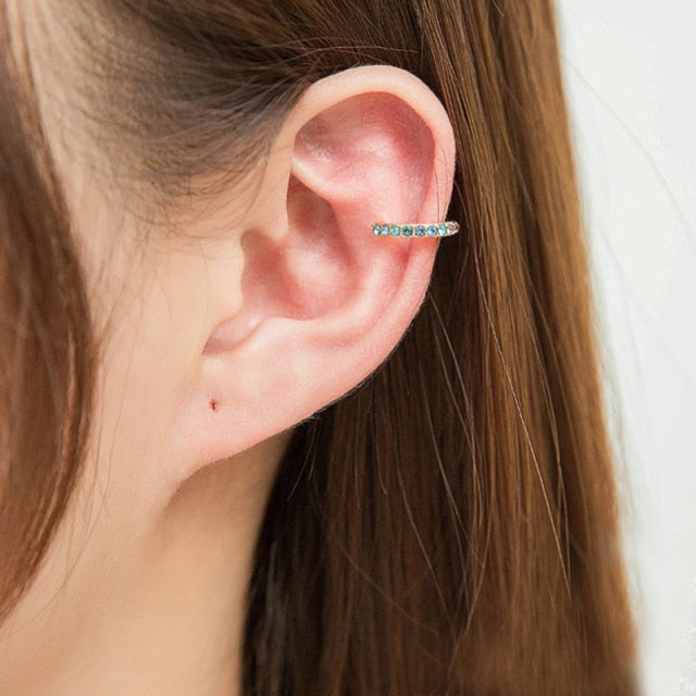 Top Quality 4/6MM AAA Cezch Zircon Chic Filled Tragus Earring For Women Non Piercing Clip Earing Ear Cuff 2021 Also Be Nose Ring