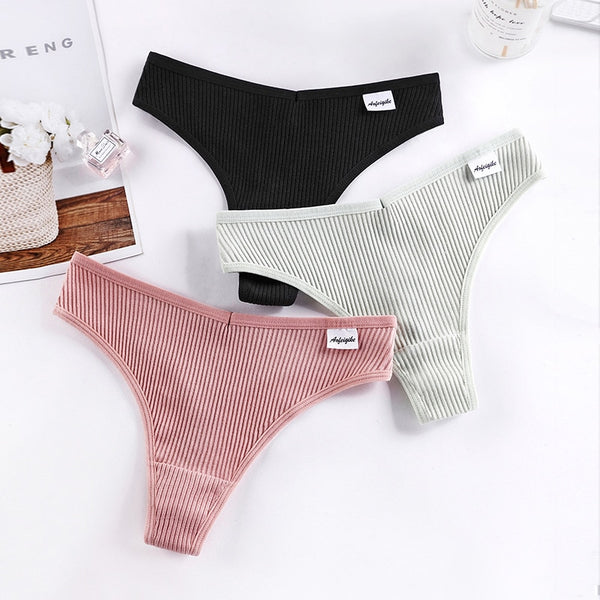 3pcs/lot Panties for Women Sexy Thong Underwear T-Back Briefs Seamless Lingerie Female Fashion Cotton Tanga G-string Breathable