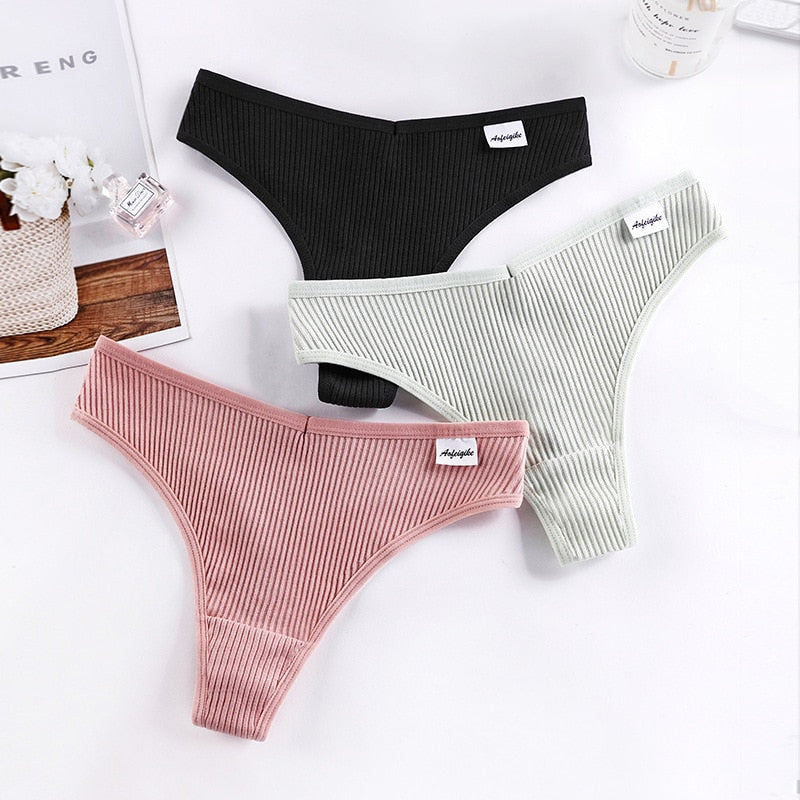 3pcs/lot Panties for Women Sexy Thong Underwear T-Back Briefs Seamless Lingerie Female Fashion Cotton Tanga G-string Breathable