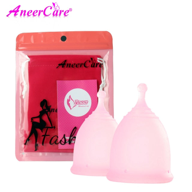 Feminine Hygiene Menstrual Cup Medical Grade Silicone Cop Reusable Vaginal With Gift Cleaning Brush Foldable Collector Aneercare