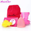 Feminine Hygiene Menstrual Cup Medical Grade Silicone Cop Reusable Vaginal With Gift Cleaning Brush Foldable Collector Aneercare