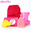 Feminine Hygiene Menstrual Cup Medical Grade Silicone Cop Reusable Vaginal With Gift Cleaning Brush Foldable Collector Aneercare