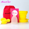 Feminine Hygiene Menstrual Cup Medical Grade Silicone Cop Reusable Vaginal With Gift Cleaning Brush Foldable Collector Aneercare